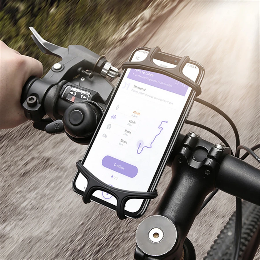 

Bike Phone Holder Silicone Adjustable Pull Button Anti-shock Phone Holder for iPhone Samsung Bicycle Phone Holder Mount Bracket