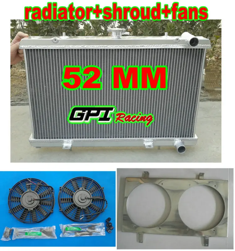 52mm New Aluminum Radiator For Nissan S13 Ca18det Ca18 + Shroud + Fan