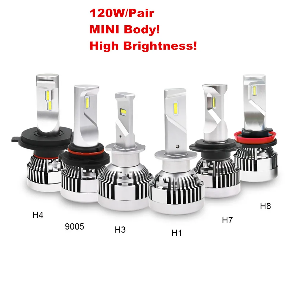 

M17 High Power LED Lights H4 LED H7 H11 H8 HB4 HB3 9005 9006 Auto Car Headlight Bulbs H16 5202 P13W 120W 18000LM Auto Headlamp