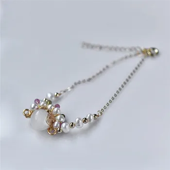 

DI-184 Classic Luxury Natural Pearl/moonstone/tourmaline Gold Chain Bracelets for Woman Exquisite High Quality Lucky Cuff