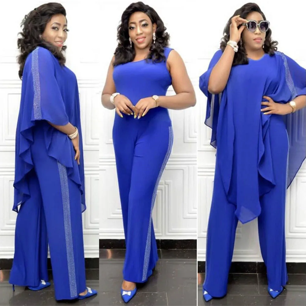 African Jumpsuit Set Dresses For Women Sequined African Clothes New Dashiki Elastic Bazin Baggy Pants Cloak Famous Suit For Lady 01