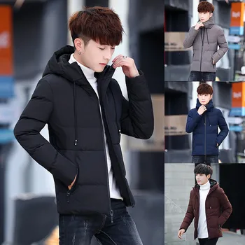 

Plus Size New Fashion Men's Winter Coat Casual Solid color Hooded Jacket Warm Cotton Clothing Coat Men Winter Outwear Cappotto