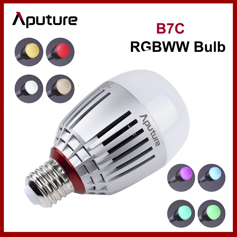 Aputure B7C Photography Bulb Light 2000K-10000K Adjustable 7W RGBWW LED Light Smart Bulb Stepless Dimming App Control