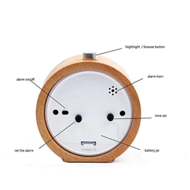  Wooden Clock New Modern Wood Desk Alarm Clock Table Decor Handmade Classic Small Round Wood Silent 