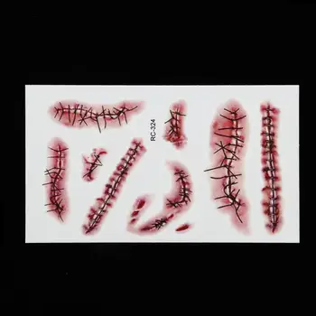 

Tattoo Sticker Horror Terror Wound Realistic Blood Injury Scar Temporary Tattoo Sticker For Halloween Makeup Body Art For Scare