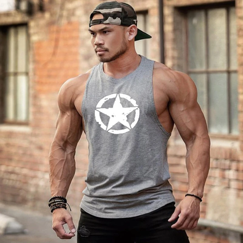Cotton Gym Tank Top Men Sleeveless Tanktops Bodybuilding Undershirt Fitness Vest