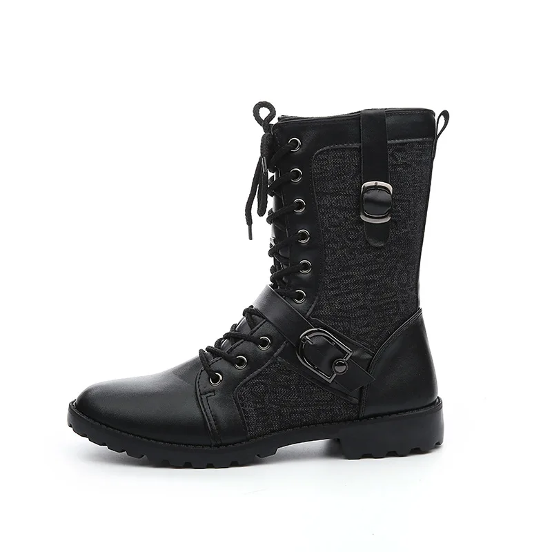 2023 New Winter Boots Men's Leather Boots Men's High Top Shoes Round Head Winter Shoes Lace Casual Shoes Men's Oversize