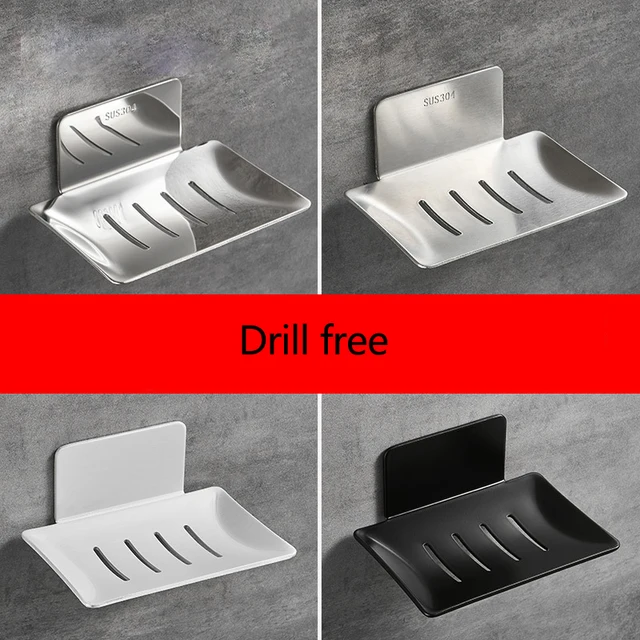 No drilling soap dish holder wall mounted soap sponge holder for kitchen soap holder bathroom organizer metal soap holder 2