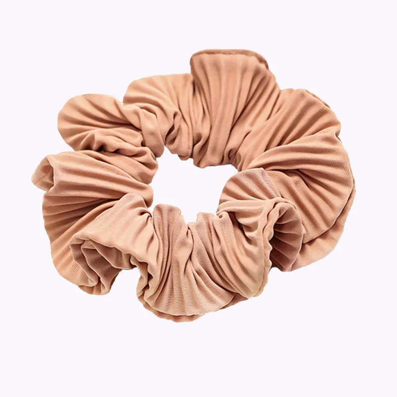 nude pink 12 шт. бутик корейских сморщенных волос резинки для волос конский хвост держатель сплошной цвет Новая эластичная лента для волос аксессуары для волос - Цвет: nude pink