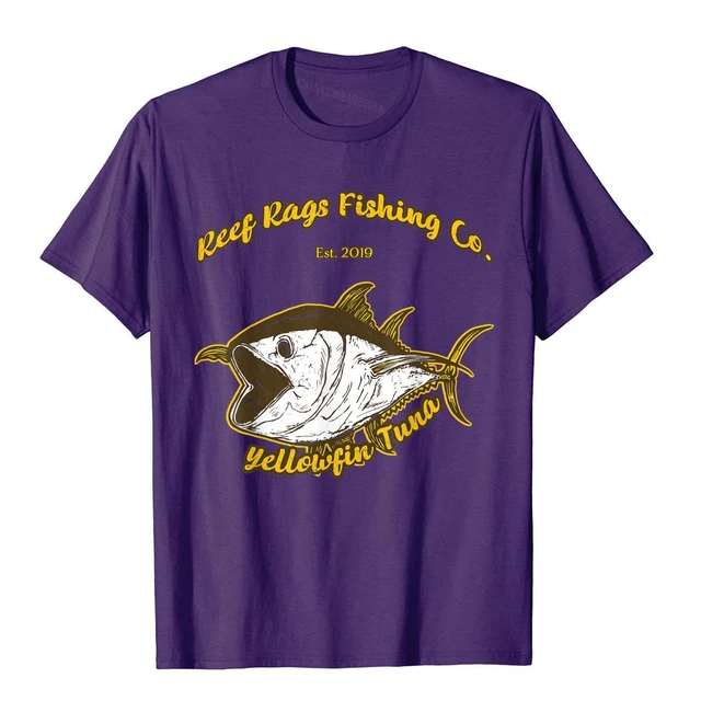 Reef Rags Yellowfin Tuna Deep Sea Saltwater Vintage Fishing T-Shirt Group  Camisa Tops Shirts Slim Fit Cotton Men T Shirts - AliExpress