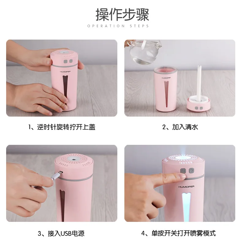 Amazon Горячая Happy Cup Арома диффузор увлажнитель воздуха USB Мини офис Автомобильный увлажнитель воздуха очиститель