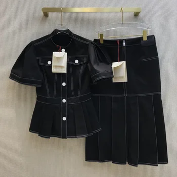 

High-end Design women jean blouse shirt top 2020 Summer Women's New Temperament Wind Ruffled Slim Denim Short-sleeve Top Blouse