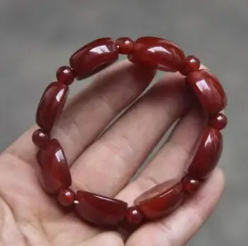 

Free shipping Natural banded agate beads elastic hand card 20X15x8 MM