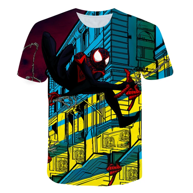 Hot sales Spider man T-Shirt Marvel Cartoon Fun Short Sleeve Shirt Boys Girls Street Fashion Harajuku Hot movie Children's Tops T-shirt-X286