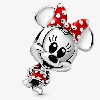

Trendy Spring New 925 Sterling Silver Beads Cartoon Mouse Bow Charms fit Original Pandora Bracelets Women DIY Jewelry