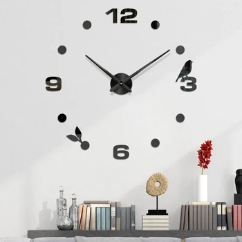 

Cute Bird Butteryfly Wall Clock Large Digital DIY Wall Clock Modern Art Acrylic 3D Mirror Sticker Home Office Decor Unique Gift