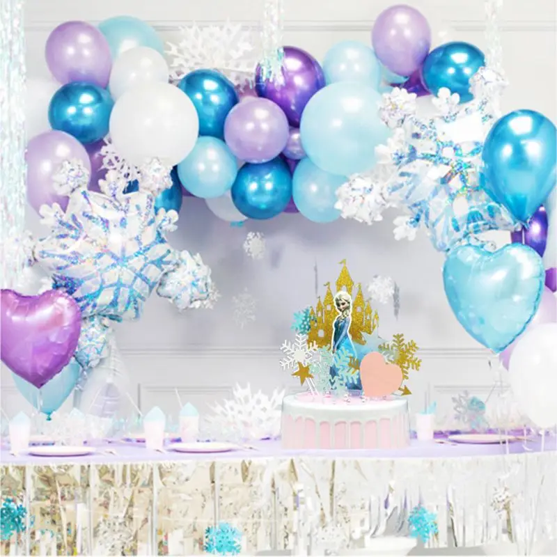 Balloon Kit Light Blue White Purple Snowflake Latex for Christmas Winter Wonderland Party Birthday | Дом и сад