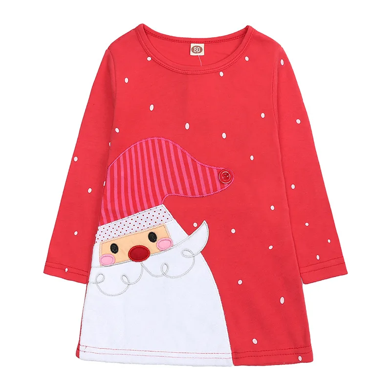 

2023 Girls Dress Long Sleeve Cotton Christmas Costume For Kids Cartoon Performance Dress Toddler Girl Princess Party Dress 1-6 Y