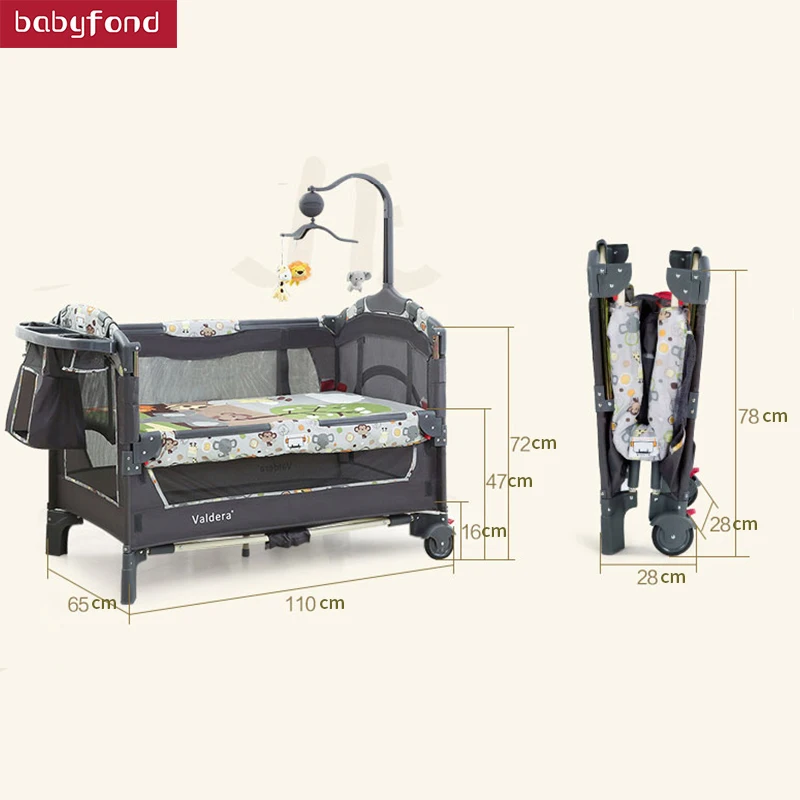 Valdera складной портативный новорожденных Колыбель детская кровать многофункциональная детская кровать сплайсинга кровать