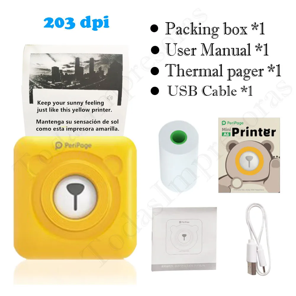 small compact printer PeriPage Red Ink-free Portable Thermal Photo Printer Mini Label Printer Mobile Android iOS Phone 2'' Pocket Bluetooth A6 Papeles bluetooth small printer Printers