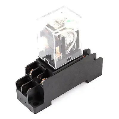 

DC 24V Coil 35mm DIN Rail Mount DPDT Plug-in Socket Power Relay HH52PL