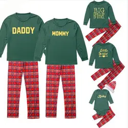 Одинаковая одежда для папы и сына, мамы и дочки; рождественские пижамы; Семейные клетчатые брюки; комплект с рубашкой с длинными рукавами;