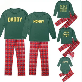 

Father and Son Mother and Daughter Matching Clothes Christmas Pajamas Family Plaid Pants Long Sleeve Shirt Set Matching Outfits