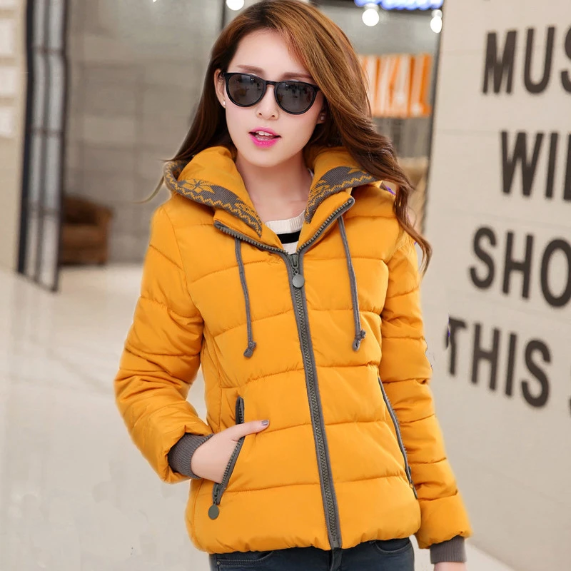 

Solid Short Women Down Jacket winter Fashion Down Coat Female Thicken Warm Parkas Slim thickening clothes
