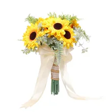 Special Offers Ribbon Silk Yellow Sunflower Aritificial Handmade Bridal Bouquet for Wedding Indoor Decoration Party Event Supplies Special Offers Ribbon Silk Yellow Sunflower Aritificial Handmade Bridal Bouquet for Wedding Indoor Decoration Party Event Supplies
