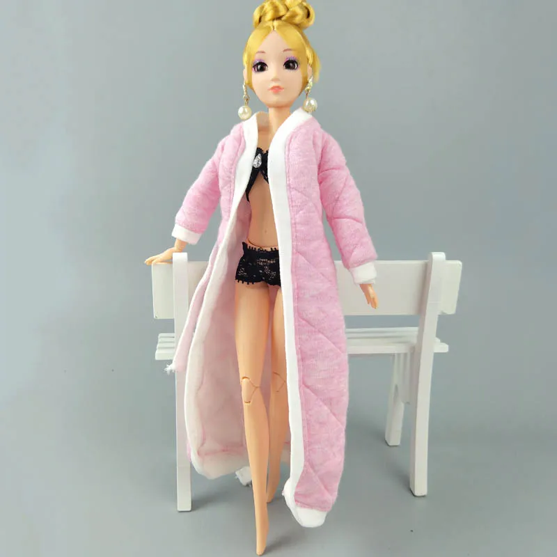 Розовый длинный халат для куклы Барби Одежда Костюм для ванной зимняя пижама одежда для сна повседневная одежда для Барби игровой дом