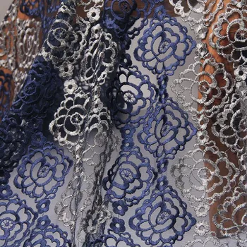 

Double color diamond plaid mesh embroidered lace fabric for dress tissu african bazin riche getzner telas por metro patchwork