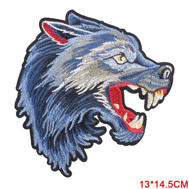 Wolf Head Iron on Patches for Clothing DIY Embroidery Stripe on Clothes Animal Sequin Applique Badge Applique Cloth Fabric Craft 1582