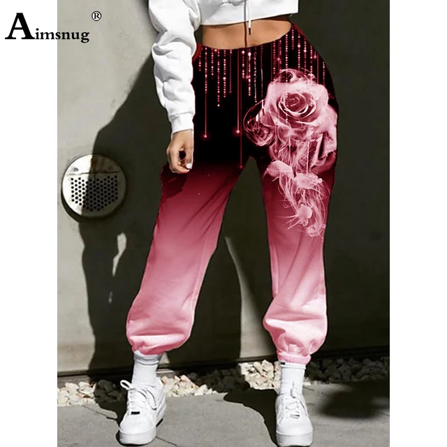 2021 Autumn Boho Flower Print Pants Women Fashion Harem Pants Casual All-matched Loose Elastic Waist Trousers Plus Size S-5XL Red