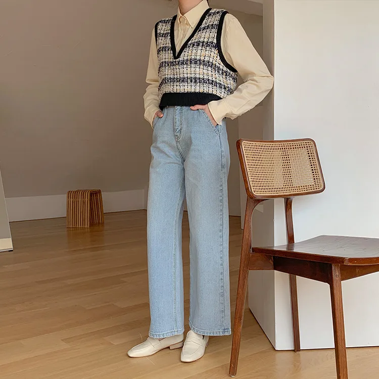 

Autumn New Loose V-neck Small Fragrant Wind Knitted Vest For Women