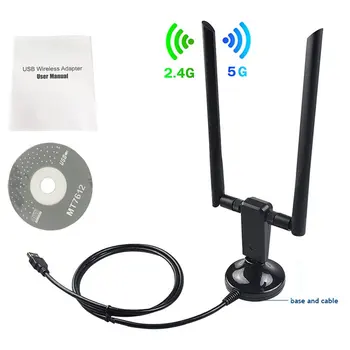 

1200Mbps Long Range Dual Band 5GHz Wireless USB 3.0 WiFi Network Adapter Antennas for Home Office Desktop Laptop PC