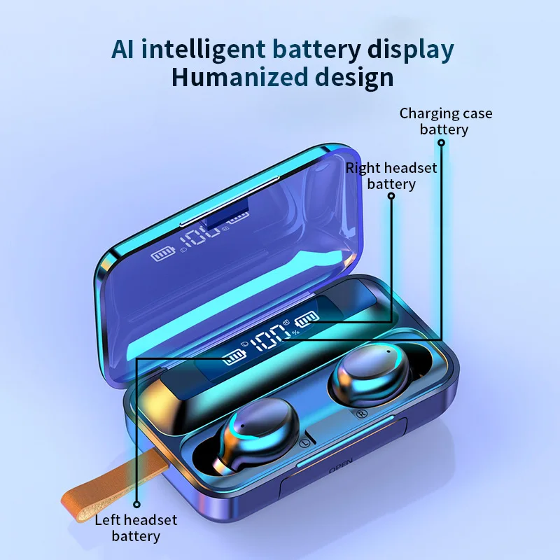 TWS Wireless Headphone 2000mAh Charging Box Bluetooth 5 0 Earphones 9D Stereo Sports Waterproof Earbuds Headsets With Microphone