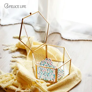 

Mini Jewelry Storage Box Ornaments Glass Case Ladies Wedding Ring Container
