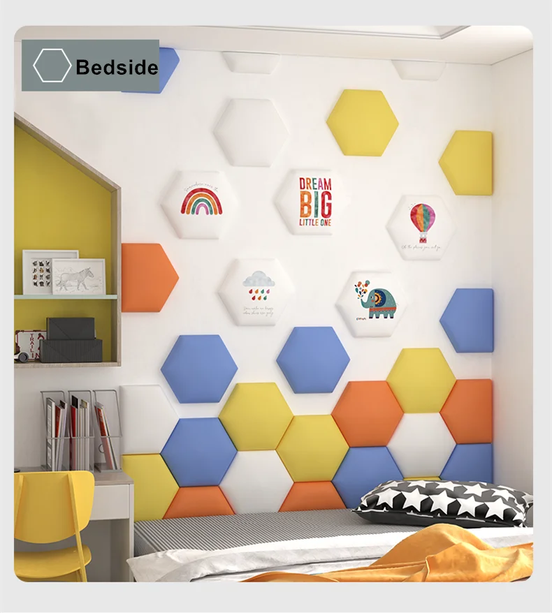 Testiere letto esagonale Soft Pack adesivo murale fondale autoadesivo decorazioni murali Cabeceros Tatami bambini anticollisione Tete De Lit