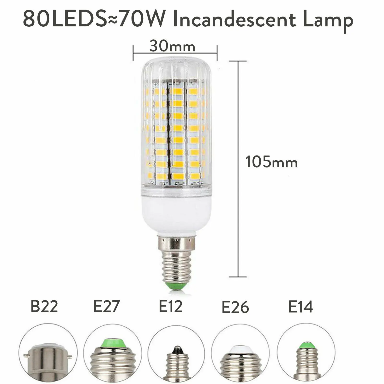 Светодиодный лампы E27 кукурузы светильник B22 E14 5730 SMD 24 светодиодный s-165 светодиодный s 110V 220V люстры лампы в форме свечи светодиодный светильник для украшения дома ампулы YZ - Испускаемый цвет: 80LEDs