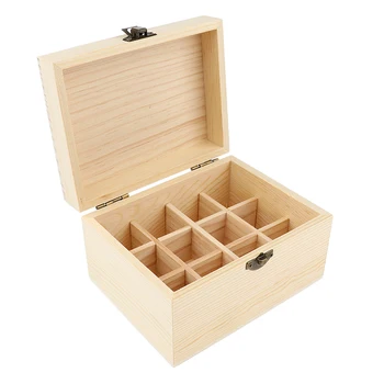 

Essential Oil Wooden Storage Box Display Carrier Case Organizer Holder - 12 Grids - for Perfume/Makeup Liquid Bottle Vials