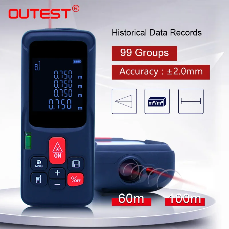 Портативный лазерный дальномер OUTEST 60 м/100 м|Лазерные дальномеры| |