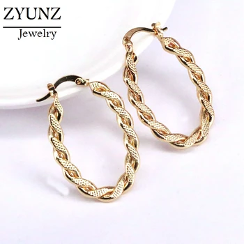 

5 Pairs, Female Bohemia Fashion Hiphop Hoops Oval Brass Hoop Women Girls Huggies Earrings Gold Color Unique Metal Jewelry