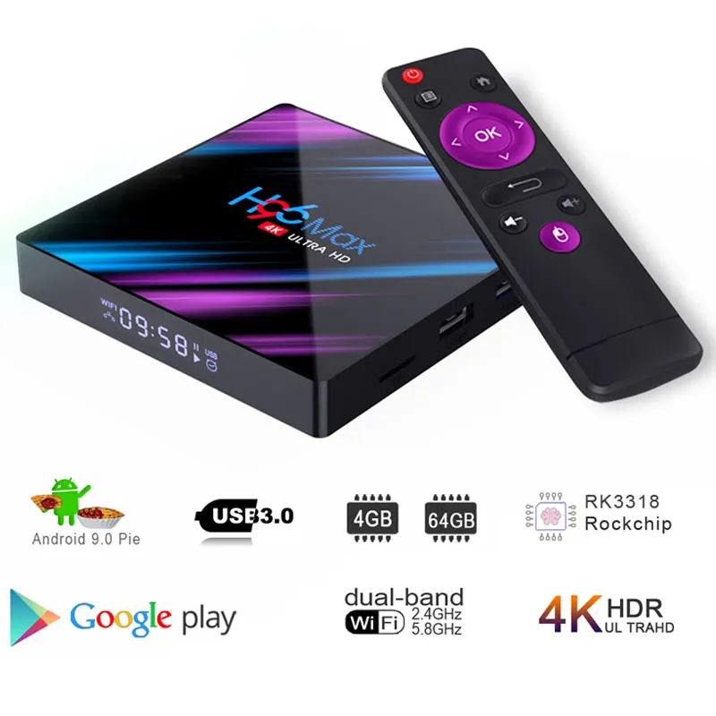 Тв приставка H96 MAX Android 9 0 Rockchip RK3318 4 + 64 гб H.265 60 к/с K|ТВ-приставки и медиаплееры| |