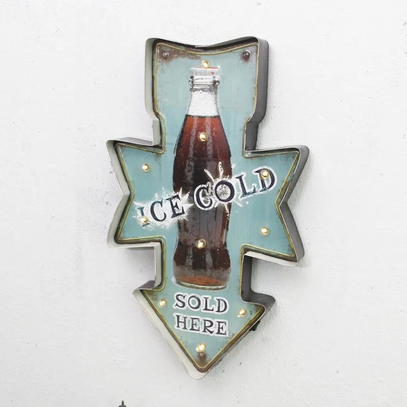 

Retro-American Modern LED Creative Iron Wall Accessories Cafe Bar Decoration Metal Wall Decoration Room Decor