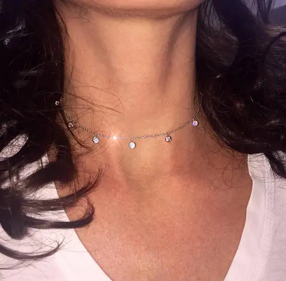 Ожерелье из серебра 2018 пробы с фианитами 925|drop necklace|necklace dropnecklace 925 |