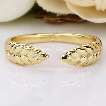 

Original Golden Shine Open Grains Ear Of Wheat Rings For Women 925 Sterling Silver Ring Wedding Party Gift Fine Jewelry