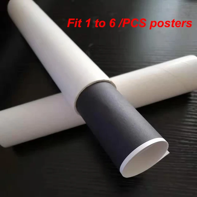 plain kraft poster mailing packaging paper tube with black plastic caps