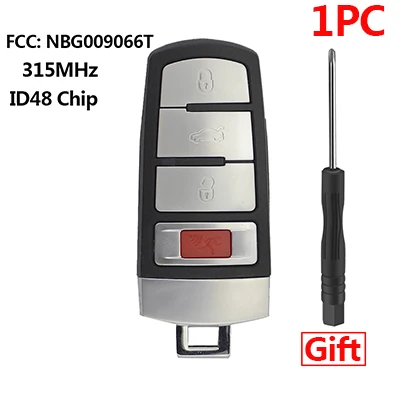 Okeytech умный дистанционный ключ 315 МГц ASK ID48 чип для Volkswagen Passat CC 2006 2007 2008 2009 2010 2011 2012 4 кнопки - Цвет: 1PC