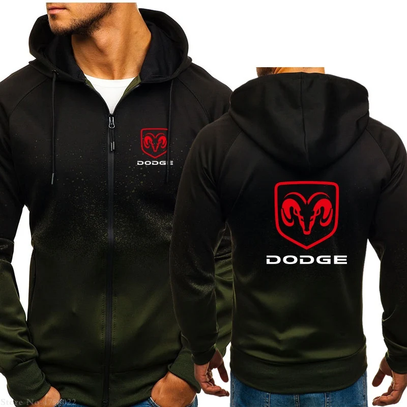 Новая мода с капюшоном для мужчин на молнии Dodge толстовка мужская повседневная с длинным рукавом куртки мужские пальто