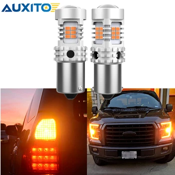 

AUXITO 2Pcs T20 W21W LED Turn Signal Light For VW Golf 4 5 6 7 Canbus 3020 Chipsets P21W PY21W 1156 LED Car Light 2200K Amber